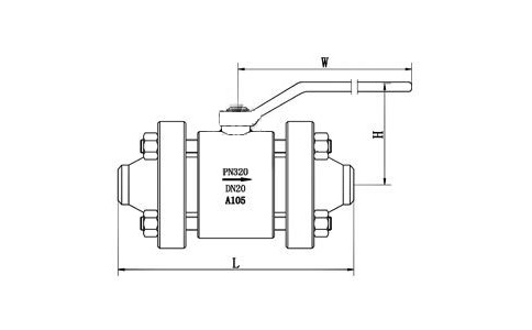 高压对焊球阀Q61N-320P结构尺寸图解