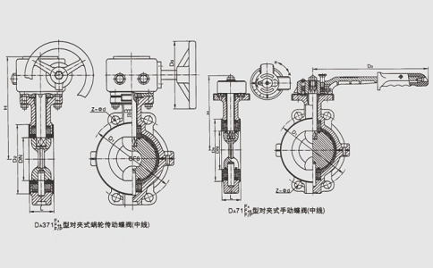 衬氟对夹蝶阀D371F46-16C尺寸结构图