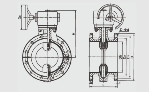 法兰衬氟蝶阀D341F46-16C尺寸结构图
