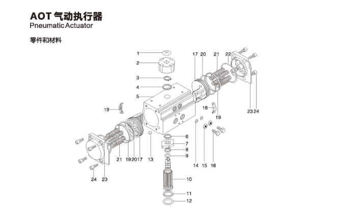 气动执行器气缸结构零件图